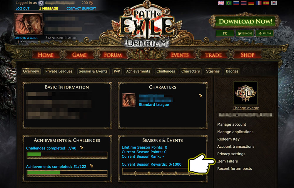 path of exile item filter