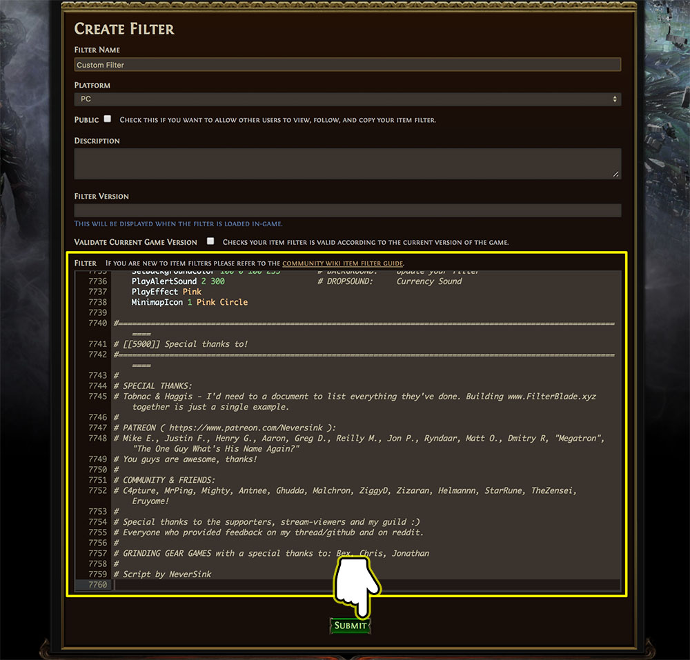 path of exile item filter